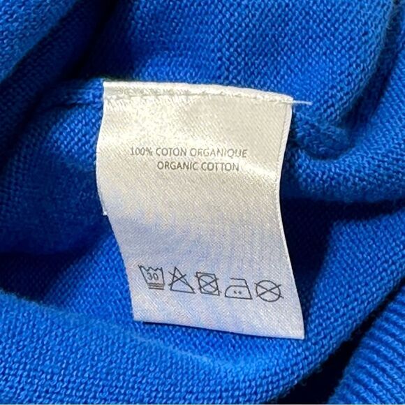 Lello Sweater Men’s Blue Off White Striped Organic Cotton Sweater V-Neck XXL - Picture 5 of 10